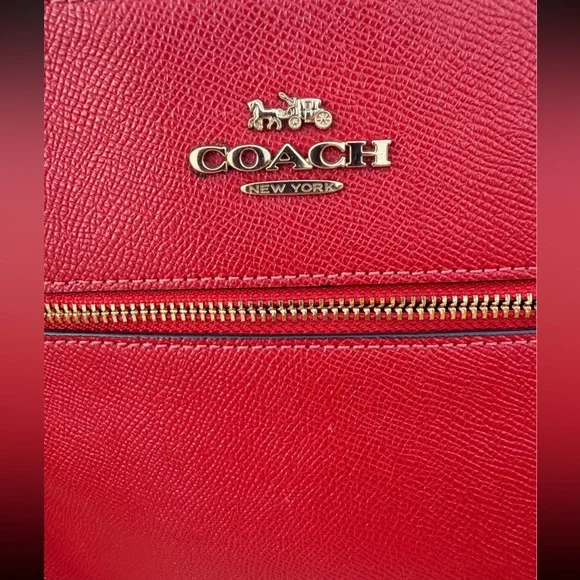 Coach Red Leather Crossbody with Gold Hardware - Picture 3 of 6